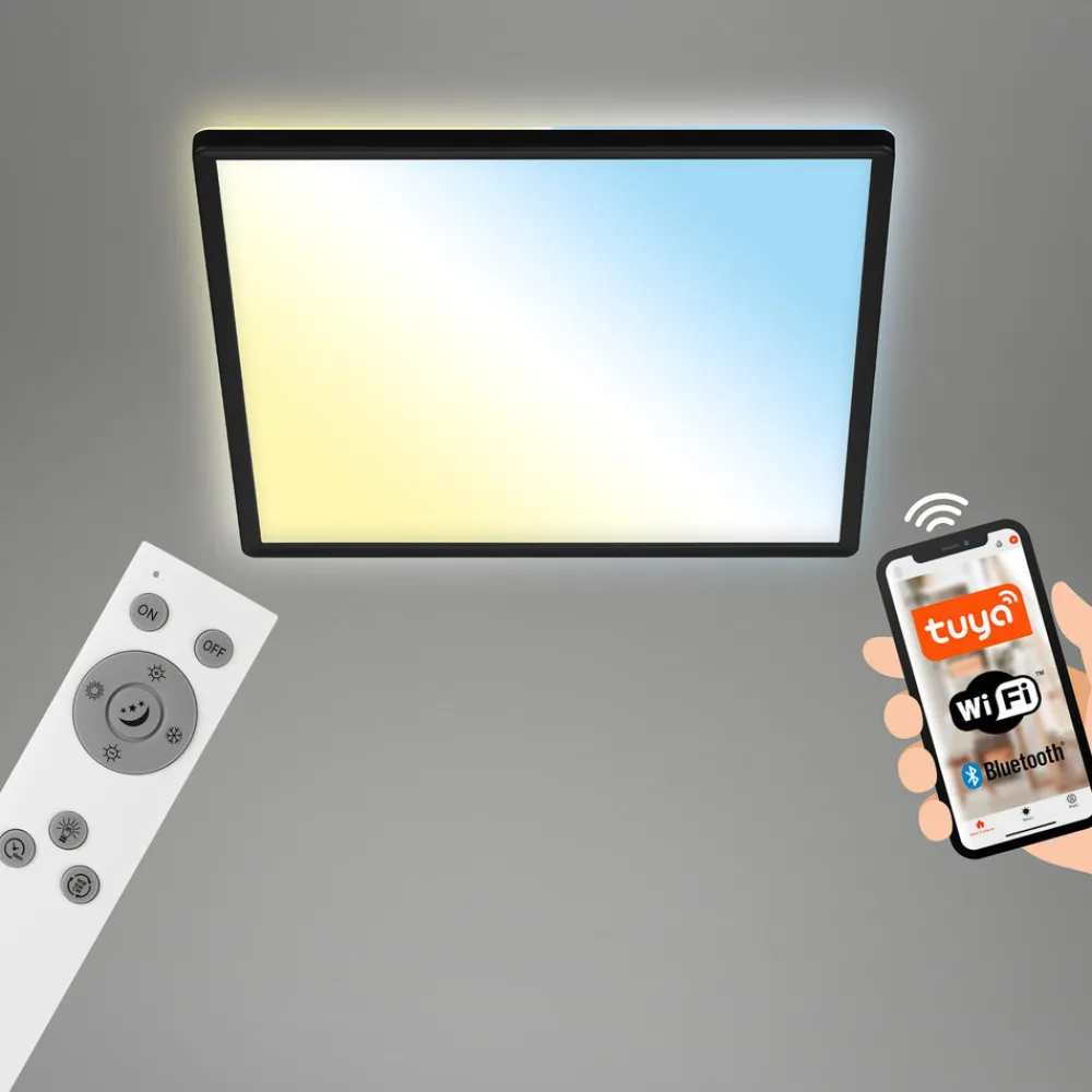 Briloner LED-taklampe Slim smart sort dim CCT 42x42cm Outlet