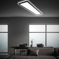 Briloner LED-taklampe Tava, svart, plast, 98 cm, bakgrunnsbelysning| Kontorbelysning