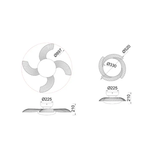 Mantra Iluminación LED-takvifte Aloha tre DC-motor stille Ø 90 cm CCT Online