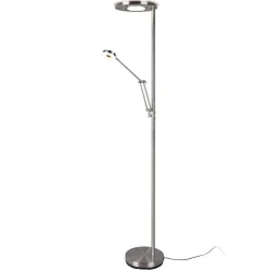 Trio Lighting LED-uplight Barrie med leselampe i matt nikkel| Gulvlamper
