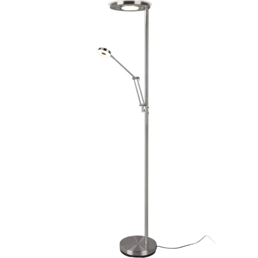 Trio Lighting LED-uplight Barrie med leselampe i matt nikkel| Gulvlamper
