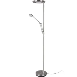 Trio Lighting LED-uplight Barrie med leselampe i matt nikkel| Gulvlamper