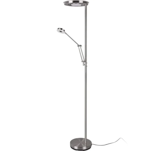 Trio Lighting LED-uplight Barrie med leselampe i matt nikkel| Gulvlamper