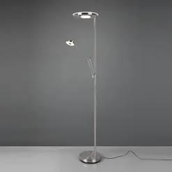 Trio Lighting LED-uplight Barrie med leselampe i matt nikkel| Gulvlamper