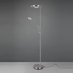 Trio Lighting LED-uplight Barrie med leselampe i matt nikkel| Gulvlamper