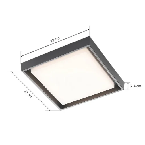 Lucande LED-utetaklampe Birta, kantet, 27 cm| Kommersiell Utebelysning|Led-Utendørs