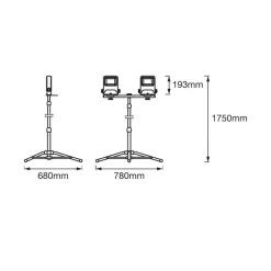 LEDVANCE Arbeidslyskaster med stativ LED-konstruksjonslyskaster 2x30W Hot