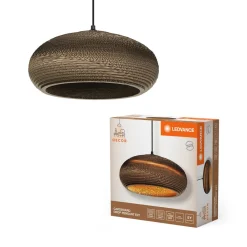 LEDVANCE Drop hengelampe, Ø 40 cm, brun, bølgepapp, E27 Hot