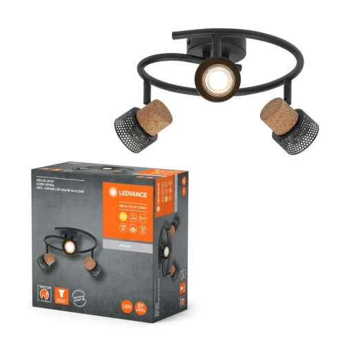LEDVANCE LED takspot Cork, GU10, 3-lys, spiral, svart Sale