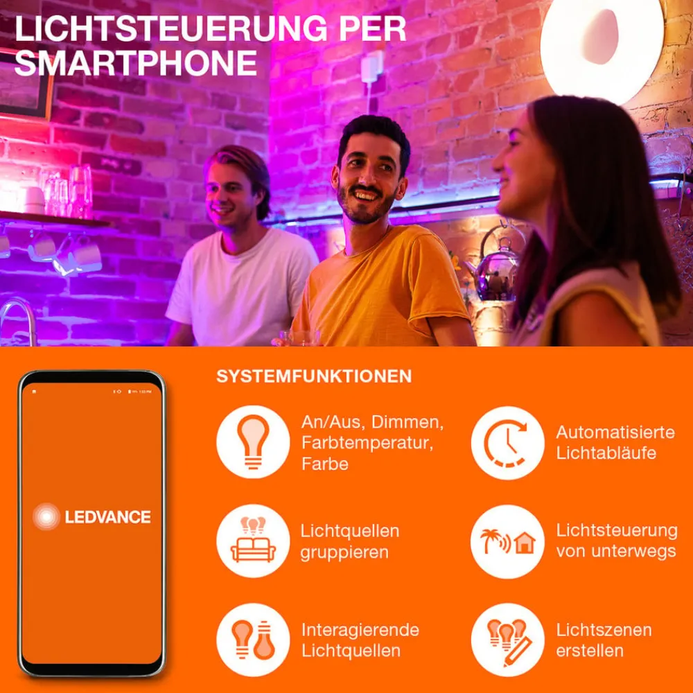 LEDVANCE SMART+ WiFi LED-spot innfelt spot, 100°, WiFi| Downlights