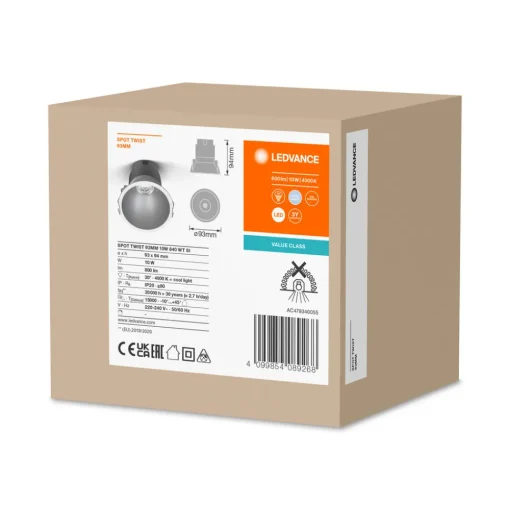 LEDVANCE Twist innfelt spot Ø9,3cm 840 hvit/sølv Outlet