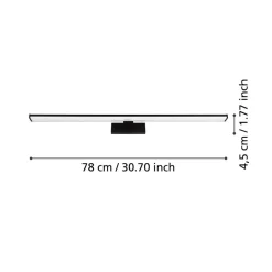 EGLO LED-vegglampe Pandella 1, lengde 78 cm, svart, aluminium| Vegglamper