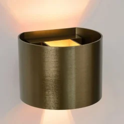 Lucide LED-vegglampe Xio, rund, antikk messing| Led-Innendørs|Vegglamper