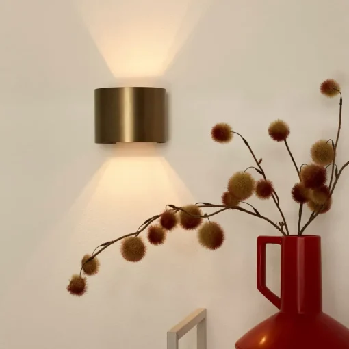 Lucide LED-vegglampe Xio, rund, antikk messing| Led-Innendørs|Vegglamper