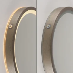 Paul Neuhaus LED-veggspeil VIDRO, bronse, Ø 26 cm, powerbank, bryter Hot