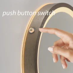 Paul Neuhaus LED-veggspeil VIDRO, bronse, Ø 26 cm, powerbank, bryter Hot