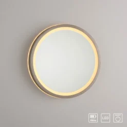 Paul Neuhaus LED-veggspeil VIDRO, bronse, Ø 26 cm, powerbank, bryter Hot