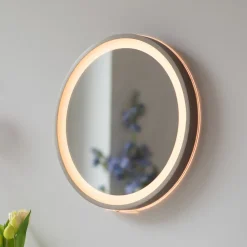 Paul Neuhaus LED-veggspeil VIDRO, bronse, Ø 36 cm, powerbank, bryter Discount