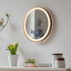 Paul Neuhaus LED-veggspeil VIDRO, bronse, Ø 36 cm, powerbank, bryter Discount