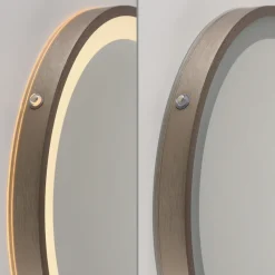 Paul Neuhaus LED-veggspeil VIDRO, bronse, Ø 36 cm, powerbank, bryter Discount