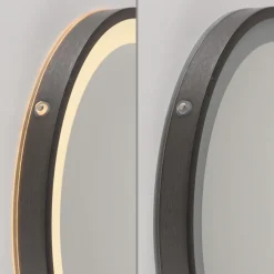 Paul Neuhaus LED-veggspeil VIDRO, grå, Ø 36 cm, powerbank, bryter Outlet