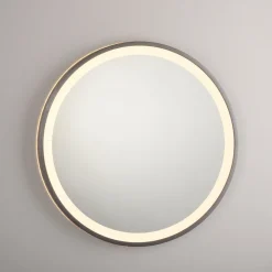 Paul Neuhaus LED-veggspeil VIDRO, grå, Ø 46 cm, powerbank, bryter Sale