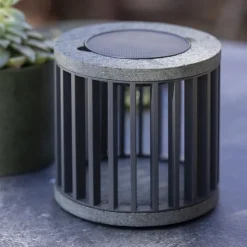 Les Jardins LED-solcellelampe Halo, grå, aluminium/granitt| Solcellelamper