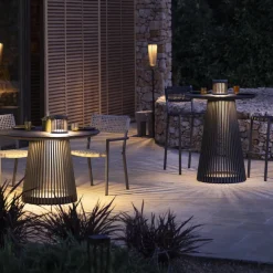 Les Jardins LED-solcellelampe Halo, grå, aluminium/granitt| Solcellelamper