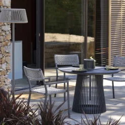 Les Jardins LED-solcellelampe Halo, grå, aluminium/granitt| Solcellelamper