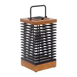 Les Jardins LED-solcellelykt Tekura, teak/grå, 46,5 cm Clearance