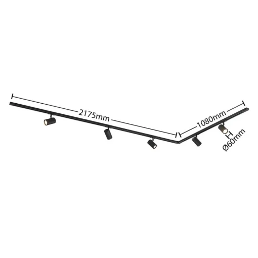 Lindby 1 lyskilde skinnesystem Linaro, GU10, 5 lyskilder, svart| Skinnesystem