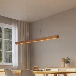 Lindby Alimara LED-hengelampe i tre, tre, lengde 138 cm Discount