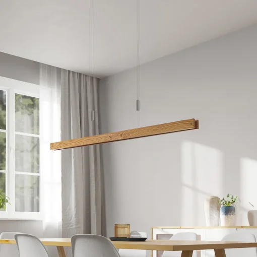 Lindby Alimara LED-hengelampe i tre, tre, lengde 138 cm Discount