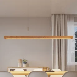 Lindby Alimara LED-hengelampe i tre, tre, lengde 138 cm Discount