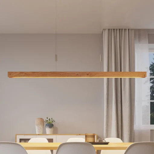 Lindby Alimara LED-hengelampe i tre, tre, lengde 138 cm Discount