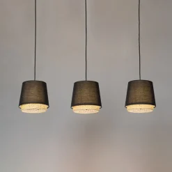 Lindby Ananya hengelampe i jern og tre, 3 lyskilder| Pendellamper
