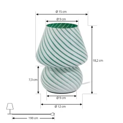 Lindby Andriana bordlampe, grønn/hvit, glass, Ø 15 cm Best