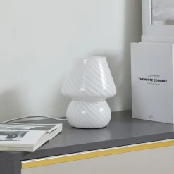 Lindby Andriana bordlampe, gul/hvit, glass, Ø 15 cm Sale