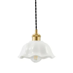 Lindby Annegret hengelampe, Ø 18 cm, keramikk, hvit/messing Sale