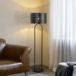 Lindby Aralena gulvlampe, svart/gull, høyde 143,5 cm Hot