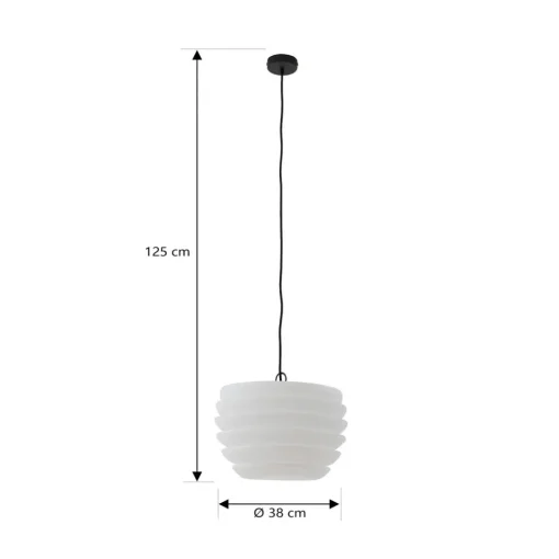 Lindby Arona utendørs hengelampe, Ø 38 cm, hvit