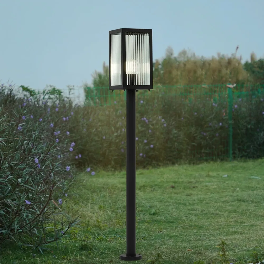 Lindby Bolgar veilampe, svart, metall, glass, 15 cm| Terrassebelysning|Gatebelysning, Pullert Belysning