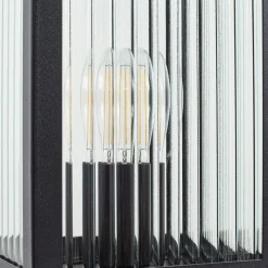 Lindby Bolgar veilampe, svart, metall, glass, 15 cm| Terrassebelysning|Gatebelysning, Pullert Belysning