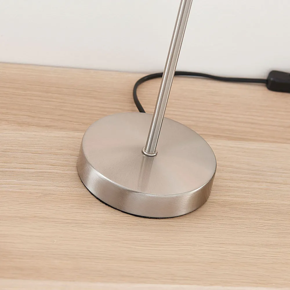 Lindby bordlampe Annatina, hvit, nikkel, høyde 48 cm, tekstil