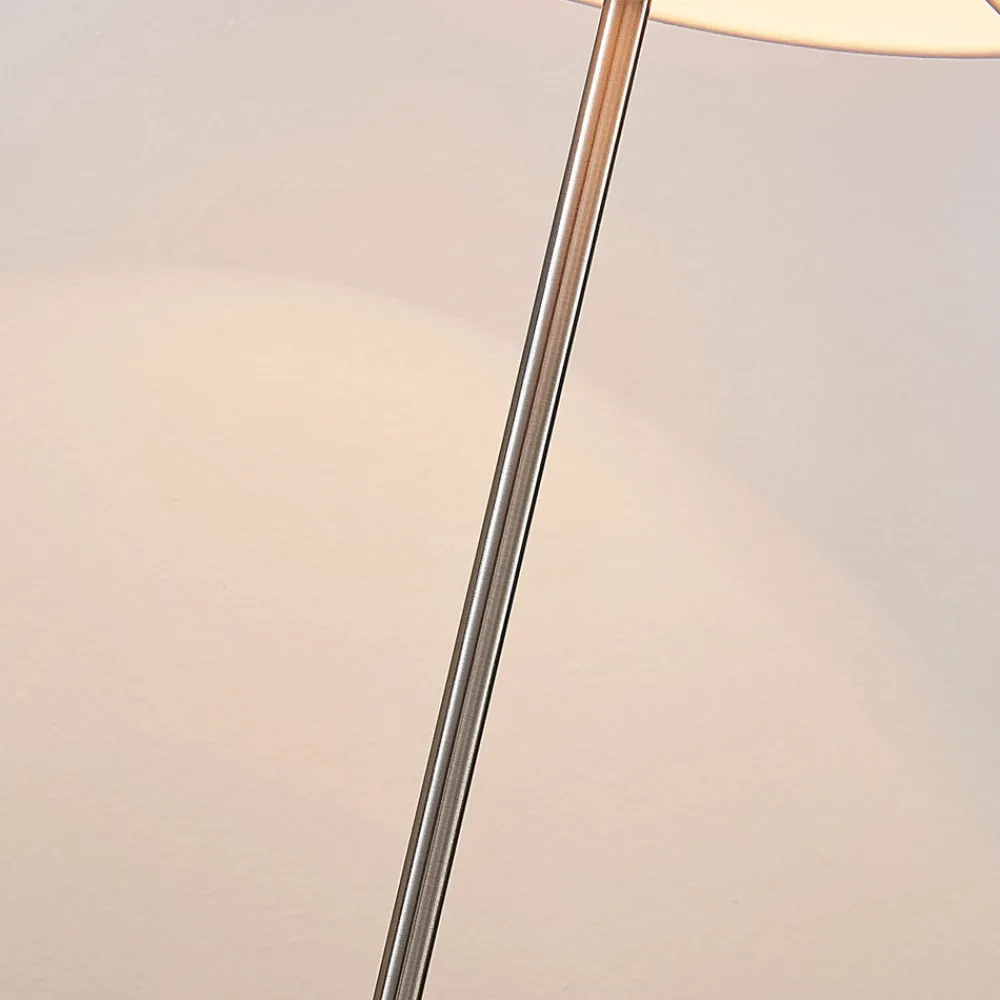 Lindby bordlampe Annatina, hvit, nikkel, høyde 48 cm, tekstil