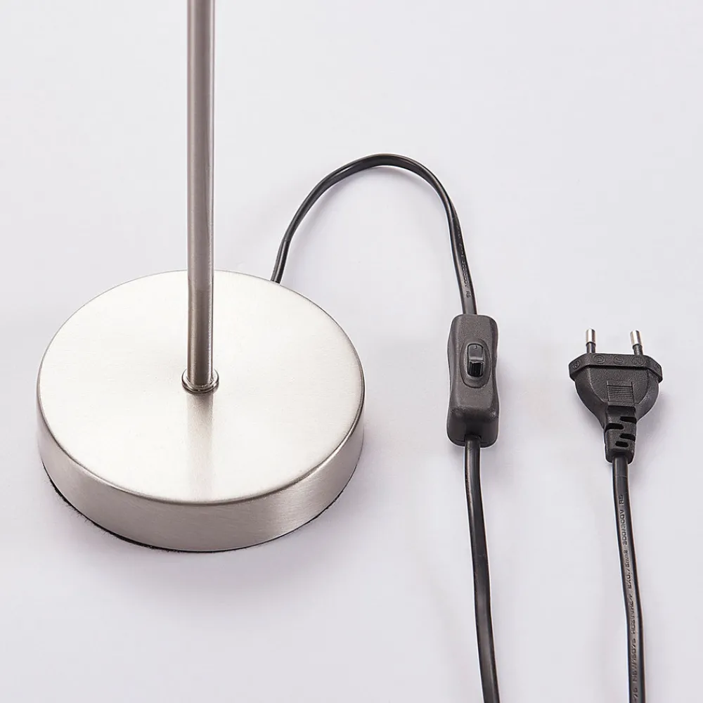 Lindby bordlampe Annatina, hvit, nikkel, høyde 48 cm, tekstil