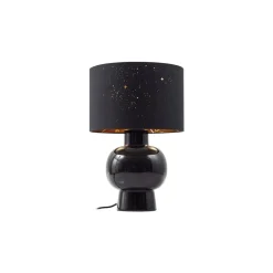 Lindby bordlampe Arved, svart, tekstil, keramikk, 46 cm| Bordlamper
