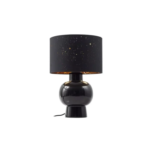 Lindby bordlampe Arved, svart, tekstil, keramikk, 46 cm| Bordlamper
