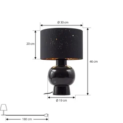 Lindby bordlampe Arved, svart, tekstil, keramikk, 46 cm| Bordlamper