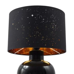 Lindby bordlampe Arved, svart, tekstil, keramikk, 46 cm| Bordlamper